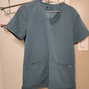 Figs Women Teal V-Neck Shirt